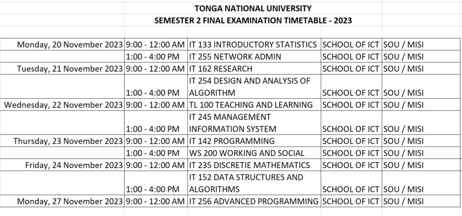 Attachment second sem final exam time table.PNG